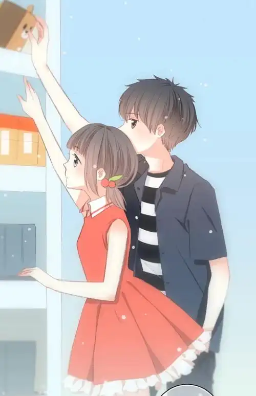 自截图 壁纸 插画 头像 清新情侣系列 漫画#怦然心动#kid岁