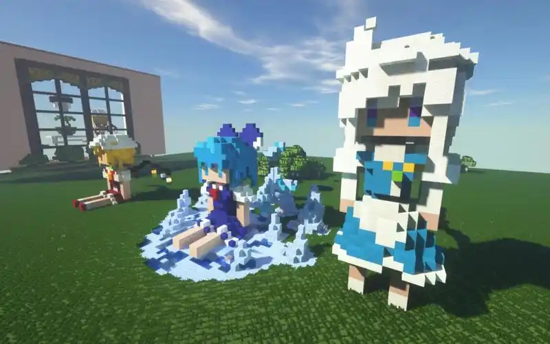 我的世界x东方project蕾蒂q版像素人建筑过程