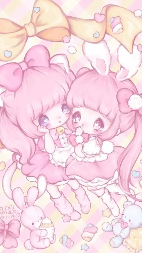 插画 文字 动漫 平铺 萌物 软妹 少女心 粉色 卡通 可爱 人物 萌萌的