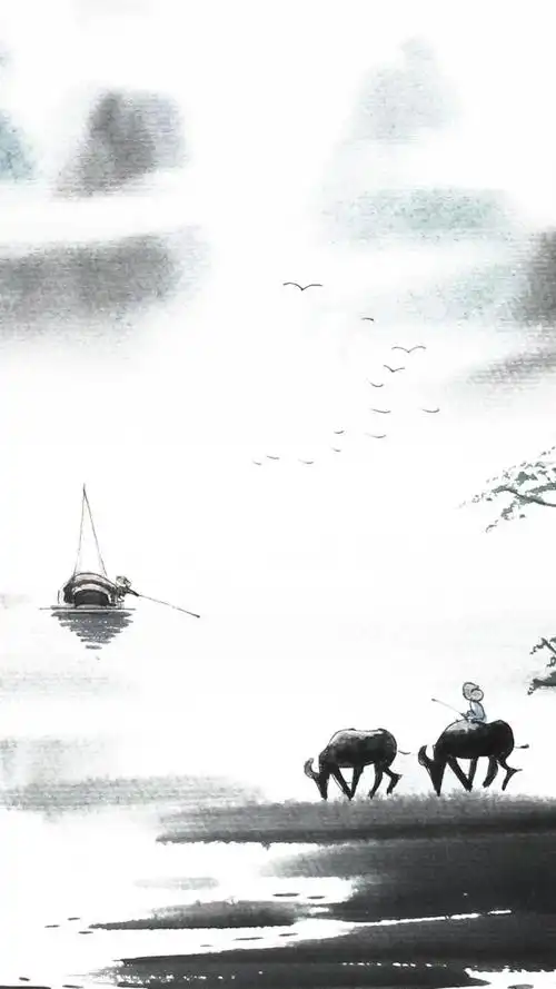 传统水墨画 有意境的手机壁纸