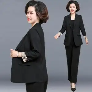 中老年妈妈职业套装两件套2022新款春装上衣中年女装春秋西装外套