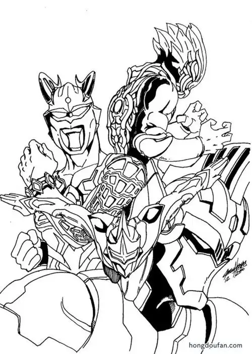 准备战斗的银河奥特曼涂色大全-红豆饭小学生简笔画大全