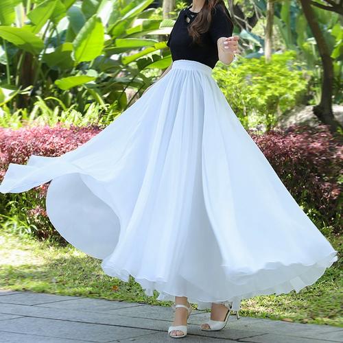 720度雪纺大摆裙飘逸半身长裙a字新疆舞现代舞练功纱裙古典舞蹈服