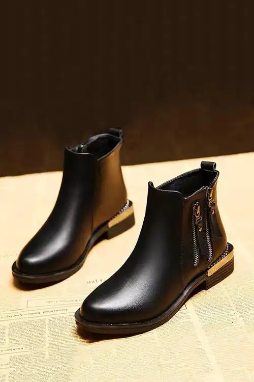 【定制款】明星小短靴2020秋冬新款加绒平底女靴子英伦风鞋子