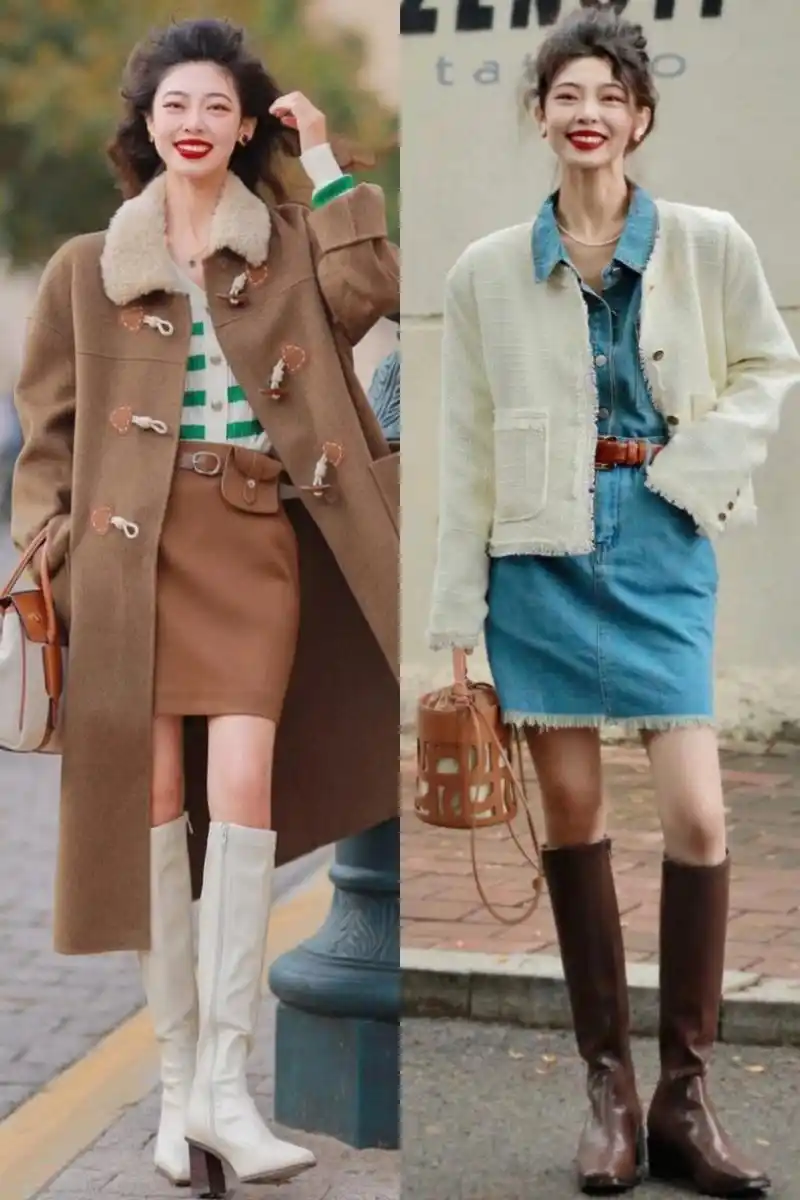 被街拍博主冬季穿搭!一件"大衣 裙子长裤"保暖舒适,简约时髦