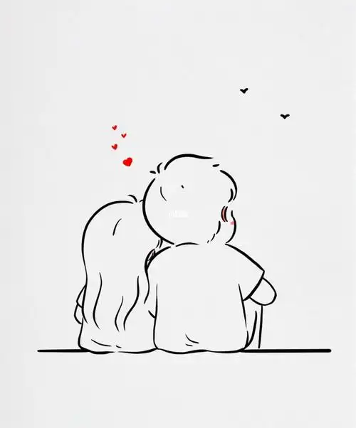 情侣简笔画一份岁月静好的温柔正在派送78