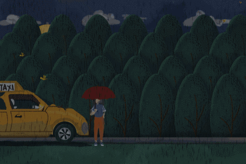 小七原创系列动态插画sweet monster之下雨了,好饿