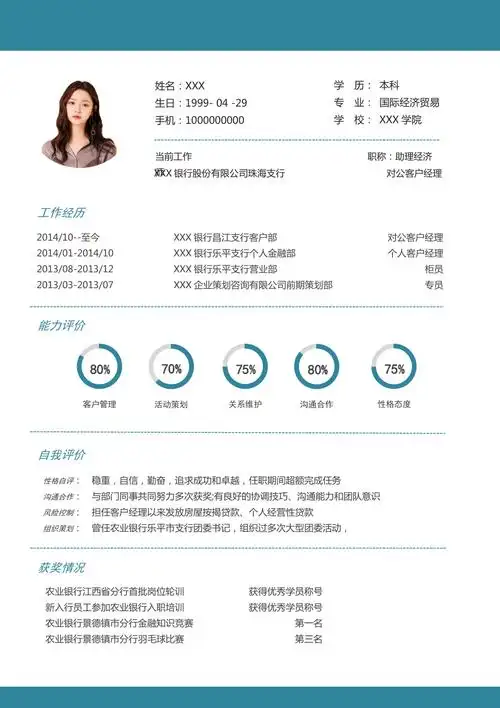 绿色大气商务客户经理1年工作经验简历word模板