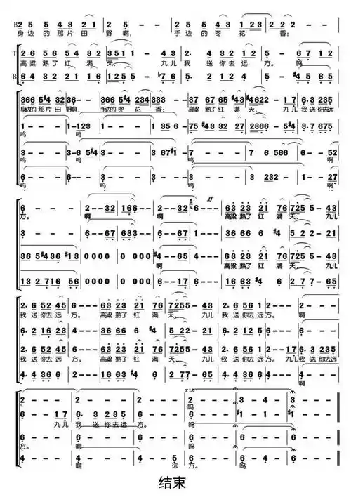 九儿合唱简谱乐谱