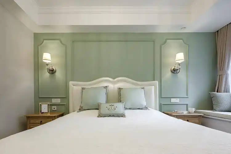 130平美式装修床头背景墙图片