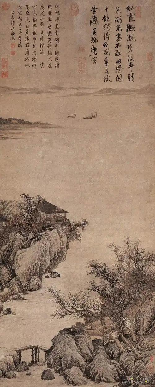 《湖山一览图》唐寅中国画艺术作品_名画欣赏_美术网-mei-shu.com