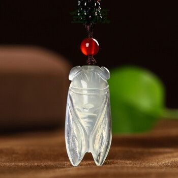 天然岫玉知了吊坠冰种玉石一鸣惊人玉蝉男女玉佩 白色【图片 价格