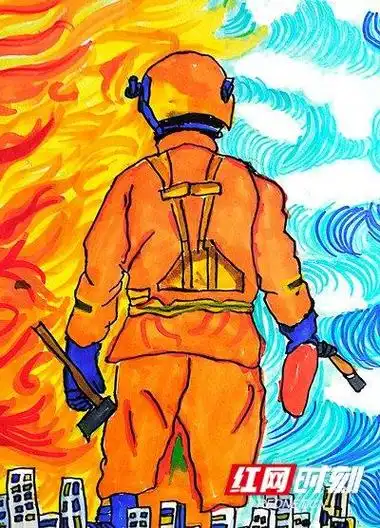 消防宣传月丨在小朋友的画笔下消防员是这样的