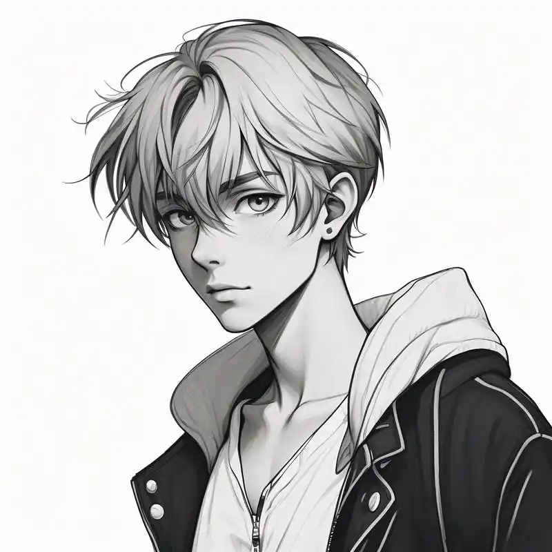 男生黑白素描头像,帅气又高冷90