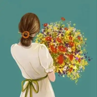 最新唯美温柔的捧花女生背影