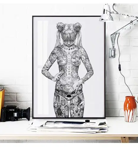 大友升平平成圣母装饰画潮牌卡通动漫挂画纹身店酒吧工作室潮流画