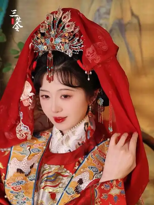 三生令长宁百搭明制唐风汉服婚礼发冠宋制婚嫁新娘头饰凤冠 - 女装