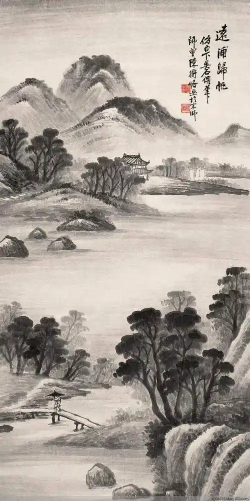 海派艺术家大家吴石仙经典水墨山水画作品欣赏