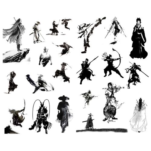 【已裁剪】中国古风武侠江湖人物复古和纸手帐素材小贴纸手账贴画