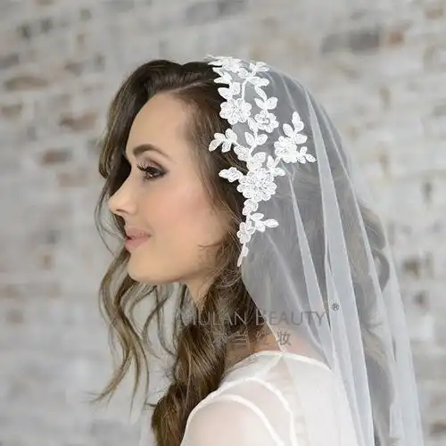 头纱复古蕾丝新娘结婚旅拍摄影写真软纱民国头纱