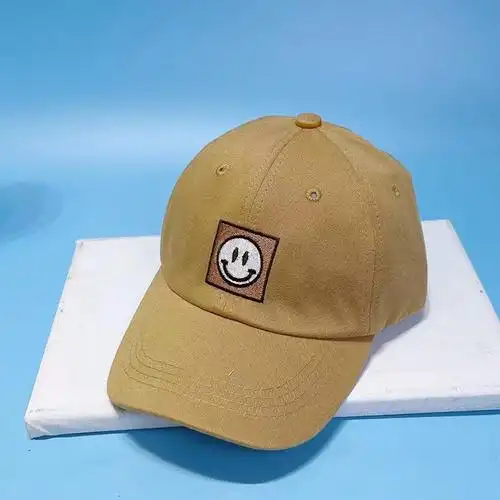 k1023 名顶儿童帽子 春季新款 刺绣方形刺绣笑脸棒球帽 中童鸭舌