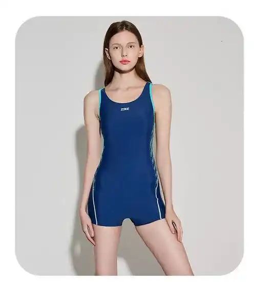 洲克游泳衣女连体平角温泉泳衣保守大码小胸聚拢遮肚专业运动泳装w118