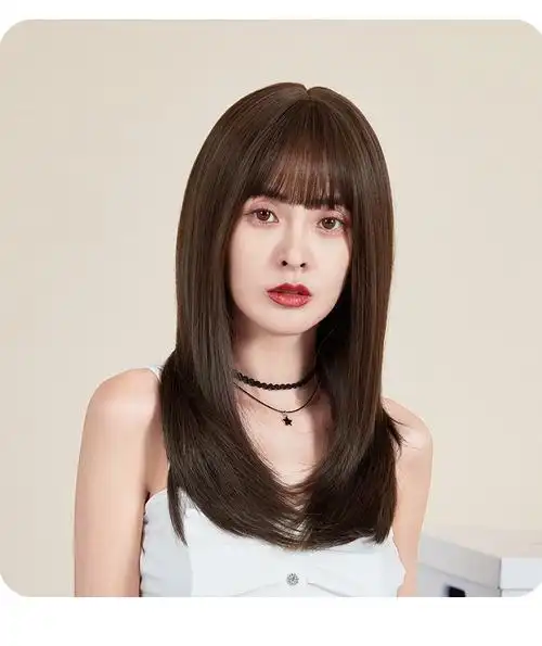 假发女长发网红内扣齐肩锁骨发夏季圆脸减龄中长发自然逼真全头套