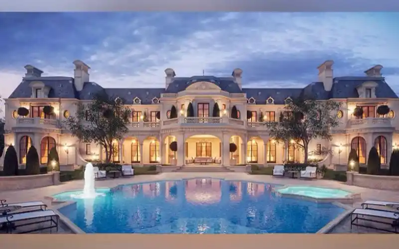 法式庄园城堡,古典欧式喷泉,对称美学,奢华浪漫富丽堂皇