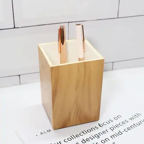 高档abs 长方体檀木笔筒办公桌的办公室