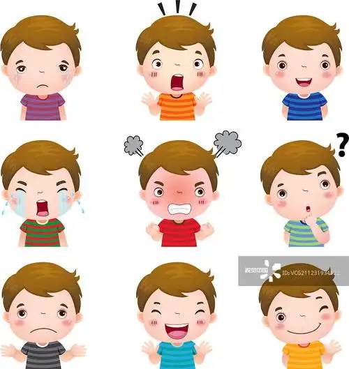 儿童分离着色面部表情哭微笑笑大喊触摸问号情感展开全部关键词相似图