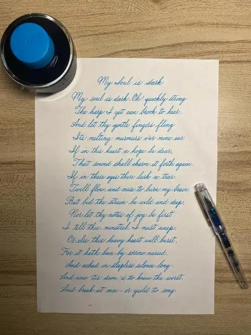 pilot百乐墨:@lamy凌美中国天蓝#大胖的英文书法课  #英文手写