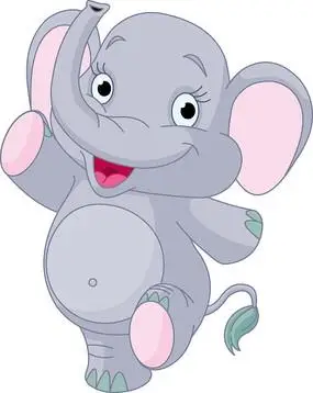 行走的小象卡通矢量人物插画