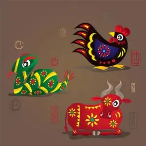 三生肖:鸡蛇牛照片