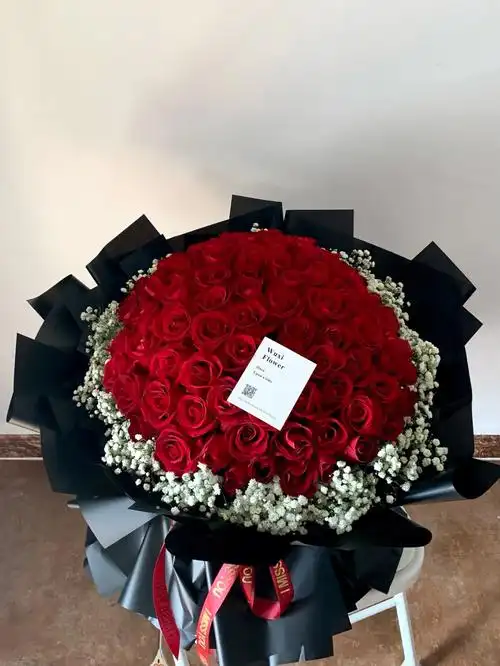 73经典99朵红玫瑰花束滕州花店