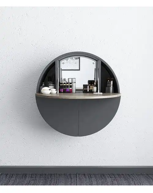 北欧风格小户型网红挂墙梳妆台现代简约卧室化妆桌收纳柜一体式 创意