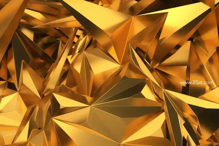 立体抽象多边形纹理的土豪金背景图片素材 - 25学堂