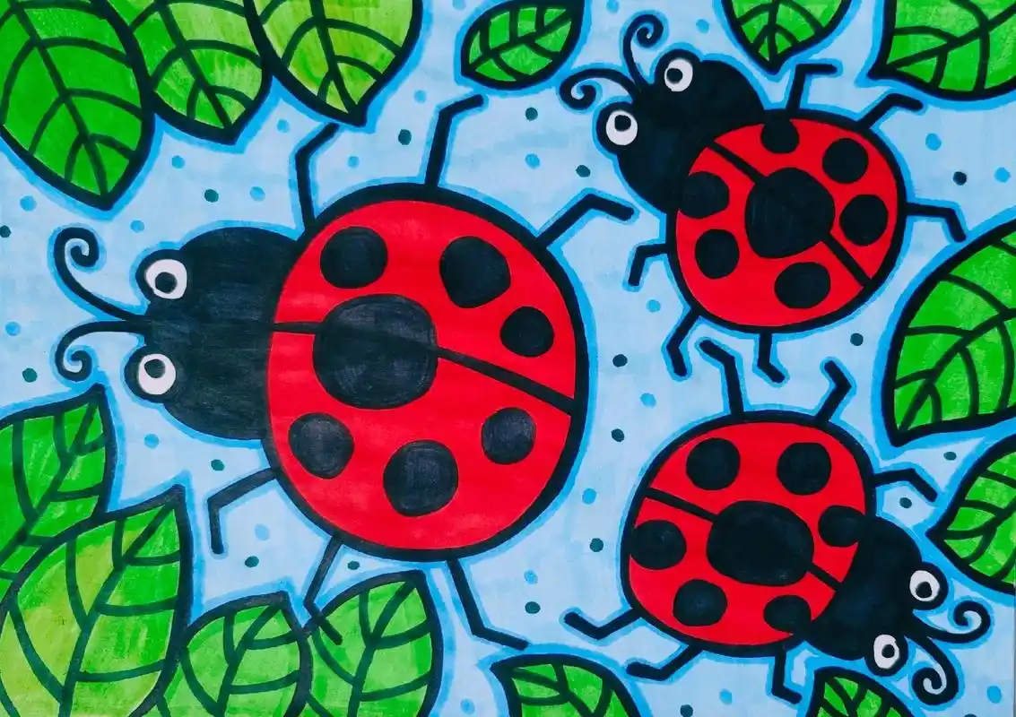 七星瓢虫儿童画教学,简笔画七星瓢虫