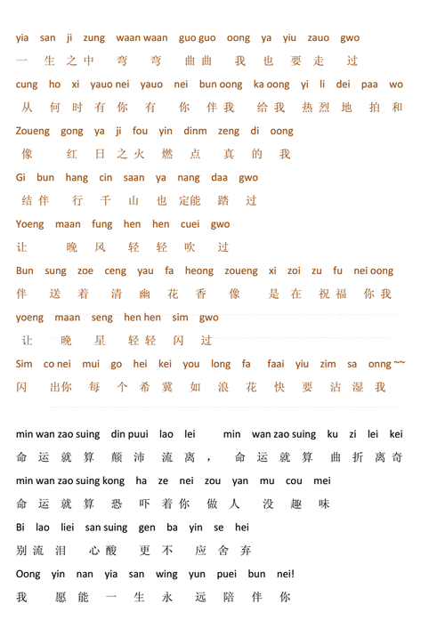 红日李克勤歌词粤语发音与普通话对照2doc5页