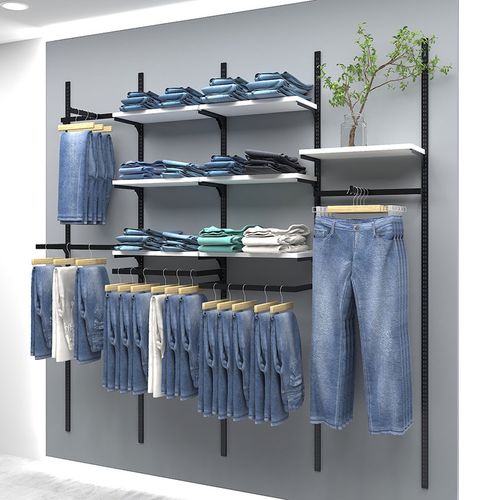 服装展示架墙壁立柱组合双层陈列架裤架货架牛仔裤上墙aa柱正侧挂