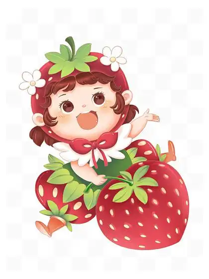 1196321卡通水果草莓女孩形象ip手绘可爱二次元1196814114晚安你好
