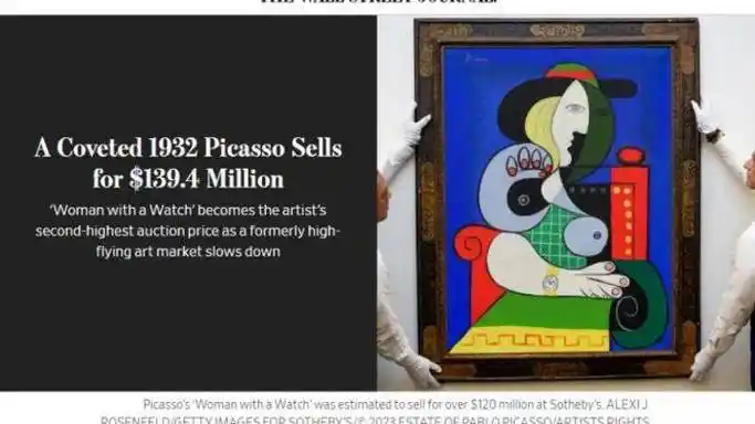 毕加索画作戴手表的女人拍出1394亿美元艺术可以用金钱衡量吗