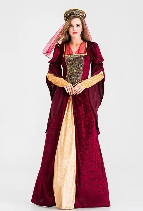 珠密恋 新款中世纪服装女 欧洲复古宫廷女王服长裙万圣节舞会派对