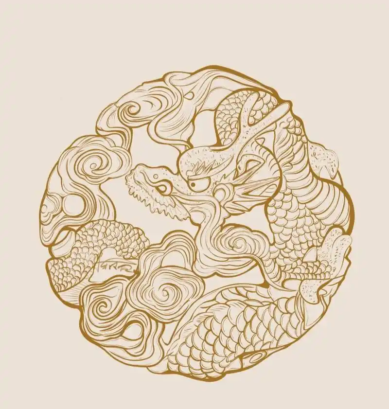 从古至今,民间积累的龙形图案就有很多,这些图案中的大龙大多被祥云