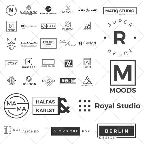 简约极简艺术创意英文字母logo图标水印psd分层矢量设计素材资源