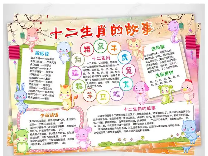 原创十二生肖小报春节手抄报传统文化电子小报版权可商用