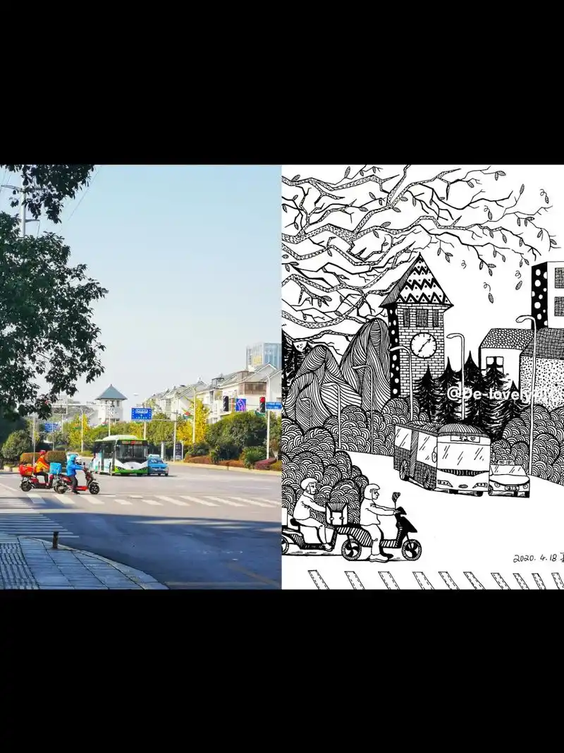 原创黑白装饰画之城市印象952 附线稿.