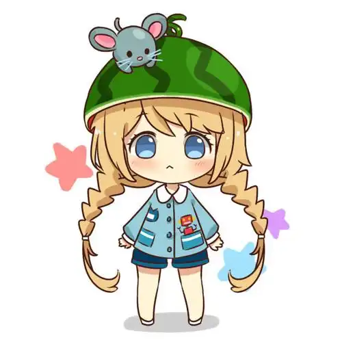 西瓜帽子小女孩萌图_可爱卡通头像图片_扣扣居