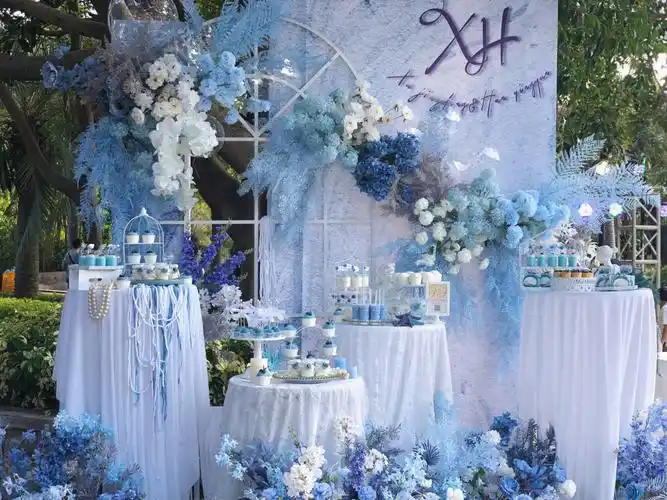 这是你想要的婚礼甜品台吗雾霾蓝甜品台