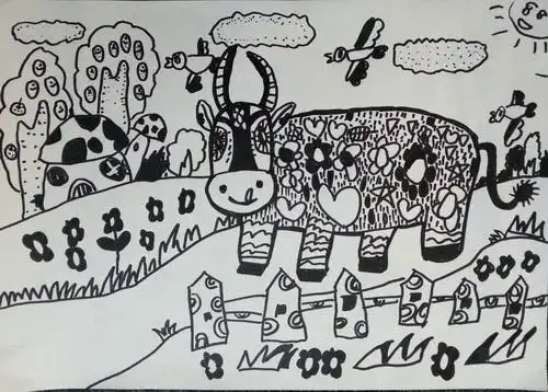 大花牛/少儿绘画作品/儿童画/网络美术馆_中国少儿美术教育网