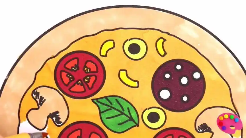 宝宝学简笔画,教宝宝画一个漂亮的披萨